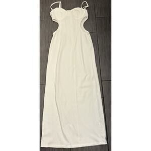 White Fox White Maxi Dress With Side Cutouts Size Medium Adjustable Straps